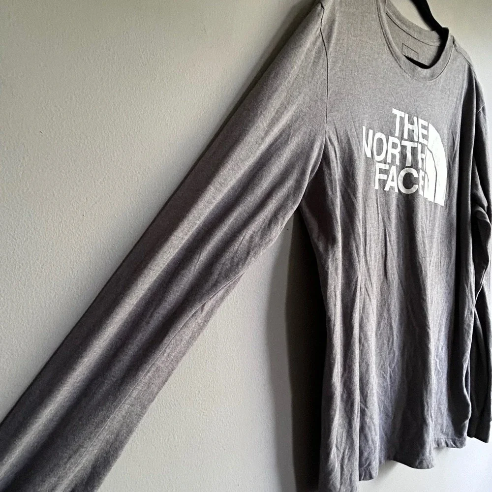 The North Face Mens Gray Long Sleeve Half Dome Logo Graphic T-Shirt Size‎ L